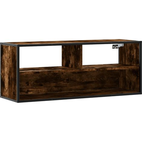 Mobile TV multimediale scaffale per televisione televisione buffet sala da pranzo soggiorno camera da letto rovere affumicato 100 x 31 x 39,5 cm derivati del legno e metallo marrone 020027255