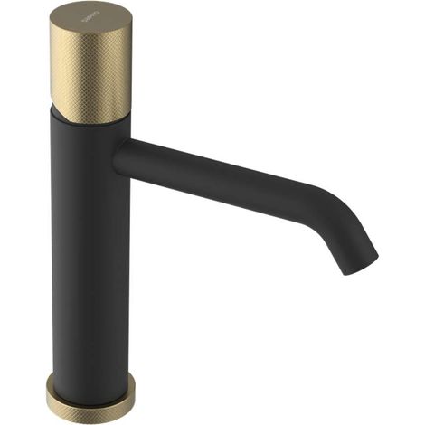Sapho Ultratap - Grifo monomando para lavabo, negro mate/oro mate UT004TBG (1/2)
