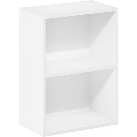 Bibliothèque/étagère de Rangement 2 étages, Blanc, 2-Tier (1/5)