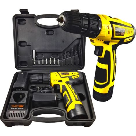 Lupex Shop - Trapano avvitatore cordless 10,8V valigetta e punte con mandrino autosserante con impugnatura morbida - EGCD10V (1/3)