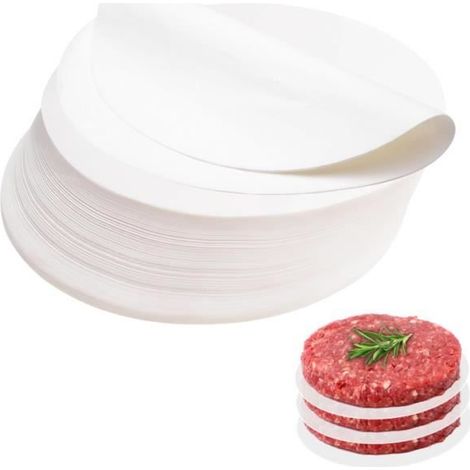 10 pièces Disques à Burger, 10 cm, étanches et ingraissables, en pâte de bois alimentaire, réutilisables jusqu'à 5 fois, pour préparation de viandes et burgers maison (1/4)