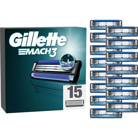Gillette Mach3 Systemklingen 15er + Klingenhülle Ersatzklingen