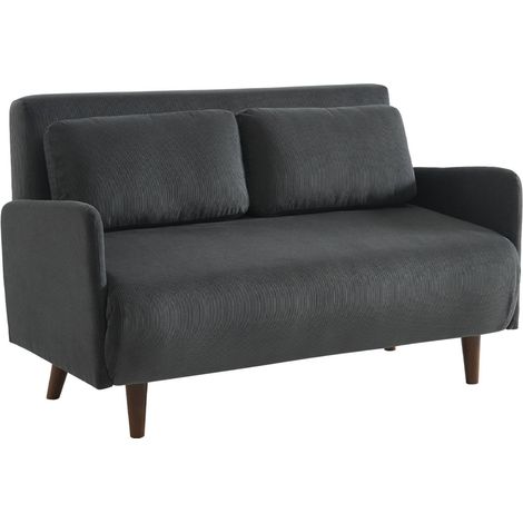 sweeek - 2-Sitzer-Sofa mit Cordbezug und Holzfüßen, Cord, Dunkelgrau