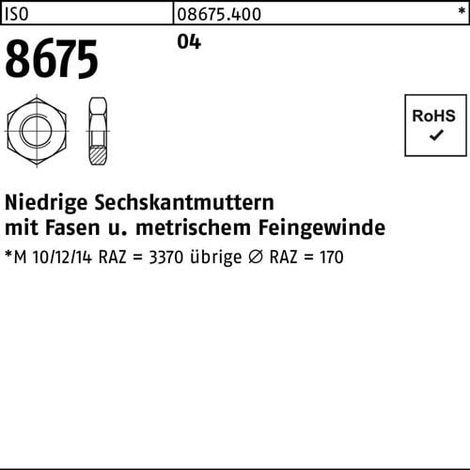 Tuerca hexagonal  ISO 8675  bisel M36x  1,5 acero  automático 10  piezas (1/2)