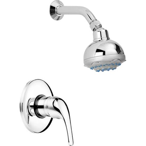 Set doccia a incasso cromo con braccio e soffione multi-getto in acciaio Fast (1/4)