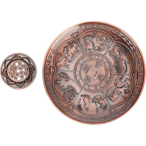 Plaques brûle-encens en cuivre rouge, porte-encens ronds, symboles du zodiaque, décoration intérieure (1/5)