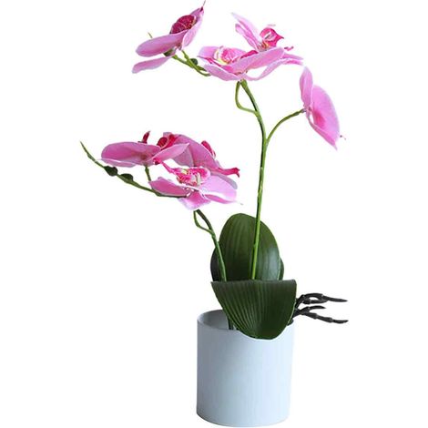 Bonsai di orchidea in seta dall'aspetto realistico, fiori artificiali con vaso, composizioni floreali artificiali per la casa, resistenti all'usura e allo sbiadimento, imitazione di orchidea bonsai.