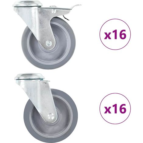 vidaXL 32 pcs Roulettes pivotantes à trou de boulon 100 mm (1/5)
