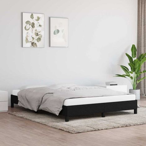 Lit double pour adulte Moderne - Cadre de lit - Noir 140x190 cm Tissu BV243123 - BonneVie (1/5)
