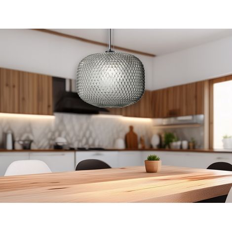 LED Pendelleuchte einflammig Kristall Glasschirm Rauchglas, Ø 40cm