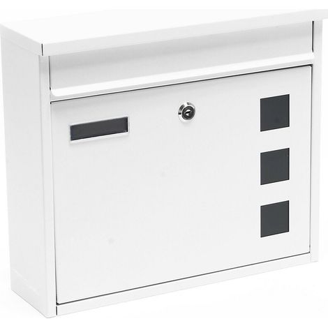 Cassetta postale di design da parete con chiavi 36 x 32 x 11,5 cm bianco 160000104