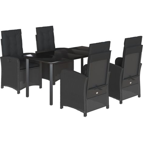 Set de muebles jardín 5 pzas con cojines ratán sintético negro vidaXL (1/5)