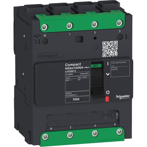 Schneider LV426612 Compact NSXm - Interruttore NA - 160A - 4P - Everlink (1/2)