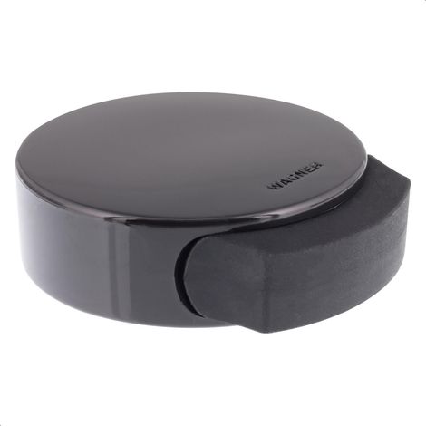 Wagner 15510611 - Fermaporta per pavimento Black Deluxe, Ø 50 x 55 x 17 mm, in plastica di alta qualità, colore nero lucido, autoadesivo, rimovibile senza lasciare residui (1/5)
