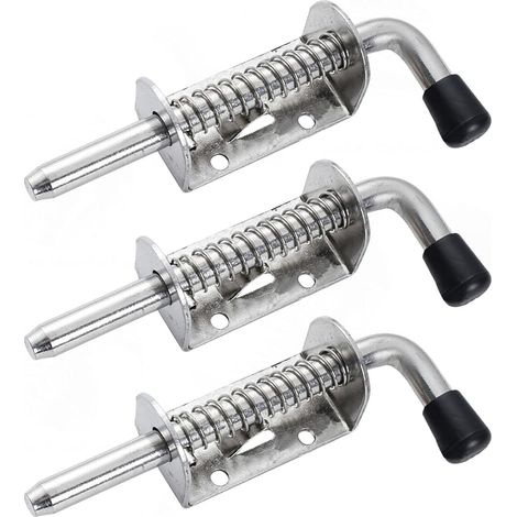 Lot de 3 verrous à ressort en acier inoxydable avec poignée en caoutchouc - Verrou de porte (1/5)