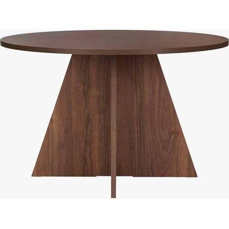 LEYVA Table à manger ronde couleur bois foncé D120 cm (1/5)