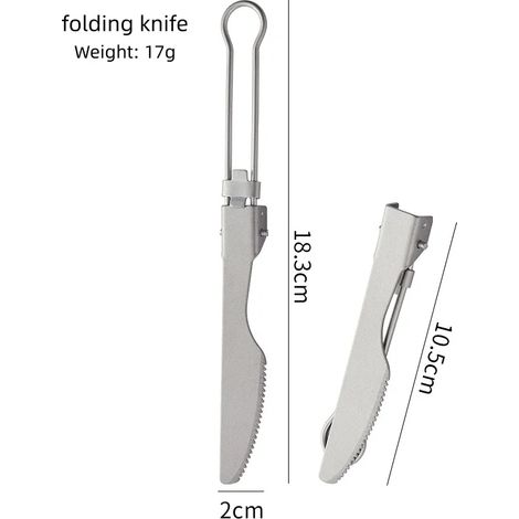 (Couteau) Couverts pliants en alliage de titane, portables et légers, adaptés à la randonnée, au camping et aux voyages de trekking.