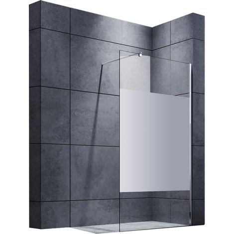 SONNI 8mm WALK IN Dusche Glas Duschwand 120x200cm Teilsatiniert Duschabtrennung Duschkabine mit 100 cm Stabilisierungsstange (1/5)