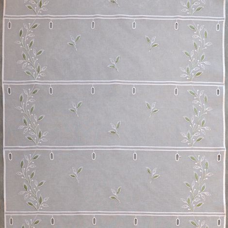 Voilage modulable brodé feuilles Vert 60x90 cm