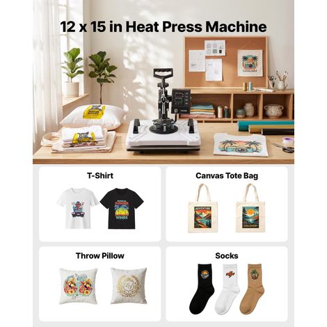Presse à Chaud 29x38 cm Machine de Sublimation de Transfert Pivotante, Contrôle Numérique de Température et Durée, pour T-shirts, S… (1/5)