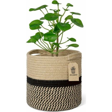 Pflanzkorb aus gewebtem Baumwollseil für 20 cm große Blumentopf-Boden-Pflanzgefäße im Innenbereich, 20 cm x 20 cm großer Aufbewahrungskorb, Organizer, moderne Heimdekoration