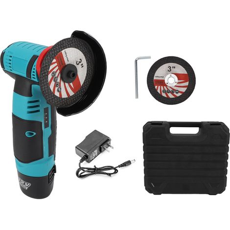 Meuleuse d'angle sans fil 7,6 cm (3 po), outil de meulage électrique portatif 12 V, batterie 1500 mAh, mini-meuleuse légère pour le polissage, prise américaine 100-240 V (1/5)