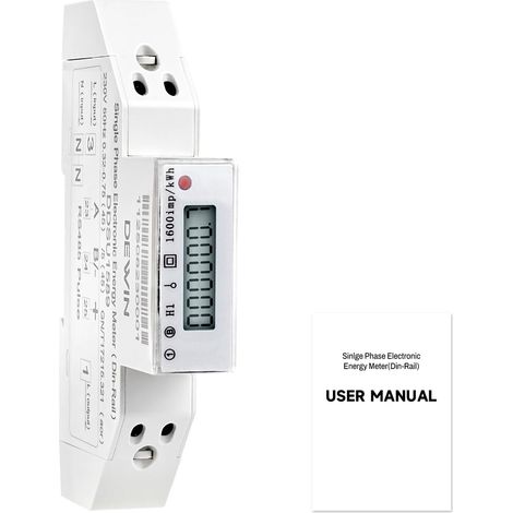 Compteur d'énergie électrique monophasé, Compteur d'énergie électrique numérique 220 V Montage sur Rail DIN écran LCD Moniteur d'énergie(Electric Meter with RS485 Communication) (1/5)