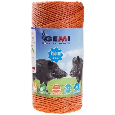 Hilo Conductor Redondo Para Pastor Eléctrico Cerca Eléctrica 250 MT 6 Mm² Valla Eléctrica Valla Electrificada Para Animales Jabalí Vacas Caballos Perros Cerdos Gallinas Zorros Gemi Elettronica