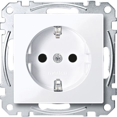 Merten MEG2400-0325 Prise Schuko, BRS, bornes a vis Lift, systeme M Blanc brillant
