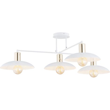Lampadario Minimal Uma Acciaio Bianco 4 Luci E27 (1/5)