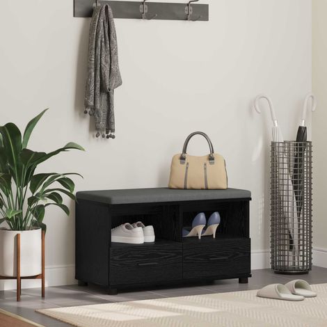 Flurbank mit Kissen mit Regal Schwarze Eiche 80 x 38 x 46 cm