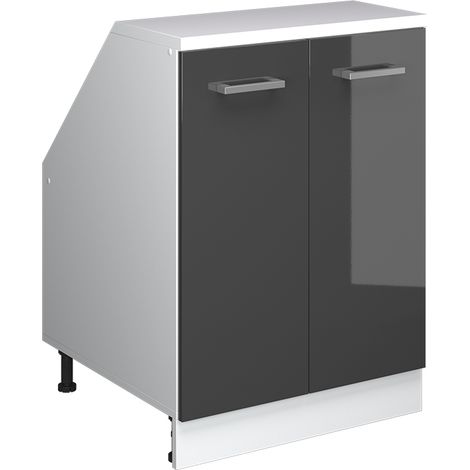 Mobile cucina sottotetto R-Line, Antracite lucido, 60 cm con 2 porte, carcassa 60 cm profondità, Vicco (1/5)