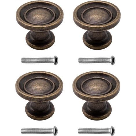 [JAMAIS UTILISÉ] Poignées de meubles antiques, style maison de campagne, design vintage, fer bronze, meubles, armoires, commodes, buffets, 29 x 19 mm, bronze, lot de 4 (1/4)
