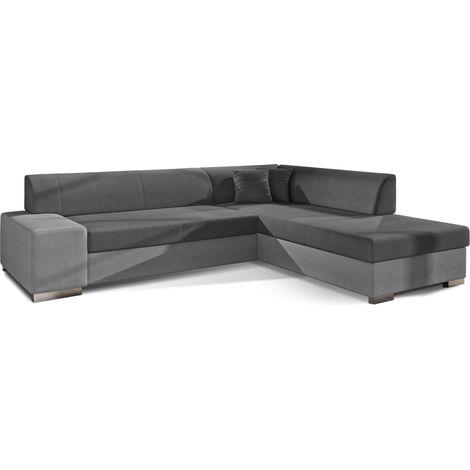 Canapé convertible moderne angle droit tissu gris clair et gris foncé Plazo 278cm (1/5)