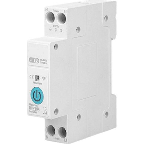 Interrupteur intelligent WiFi TUYA, compteur d'énergie 63 A 1P+N, surveillance du comptage kWh, disjoncteur, relais temporisé MC (1/5)