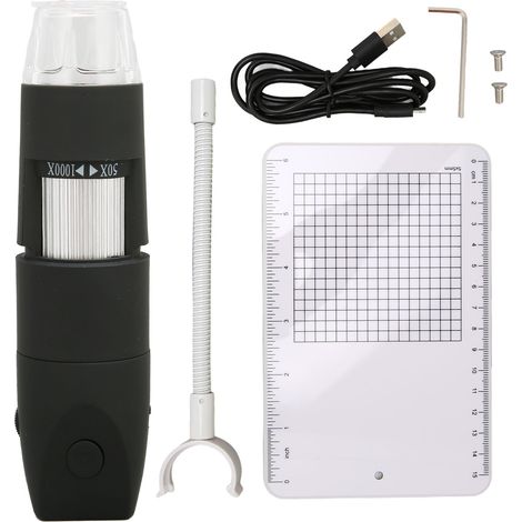 Microscope numérique sans fil portable HD 8 LED WiFi USB compatible smartphone tablette PC noir (1/5)