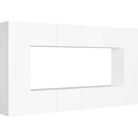 Maison Exclusive - 8-tlg. TV-Schrank-Set Weiß Holzwerkstoff