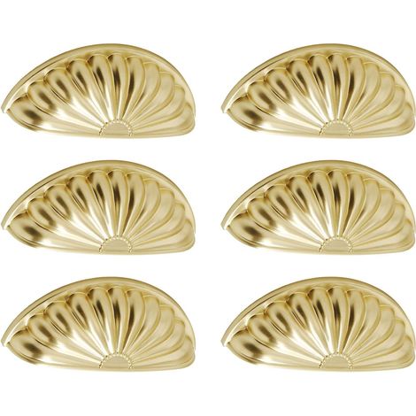 Lot de 6 poignées de tiroir en alliage de zinc – Boutons et poignées modernes en forme de coquille pour commodes, placards et tables de chevet – Remplacement idéal pour meubles (1/4)
