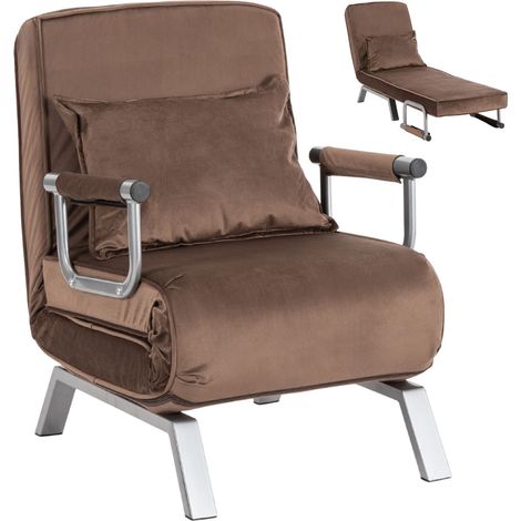 Poltrona reclinabile Bart in velluto marrone per dormire, moderna chaise longue (1/5)