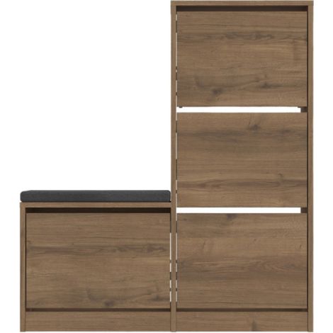 Estantería de pared de madera de abeto y metal - 2 compartimentos - madera y negro VALES