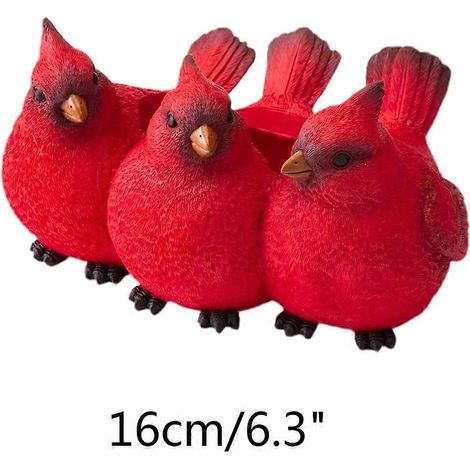 Cactus en pot à trois oiseaux, décoration de jardin, pelouse, intérieur/extérieur - 16 cm (1/4)