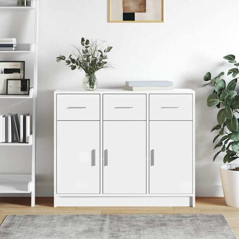 vidaXL Buffet Blanc 91x28x75 cm Bois d'ingénierie (1/5)