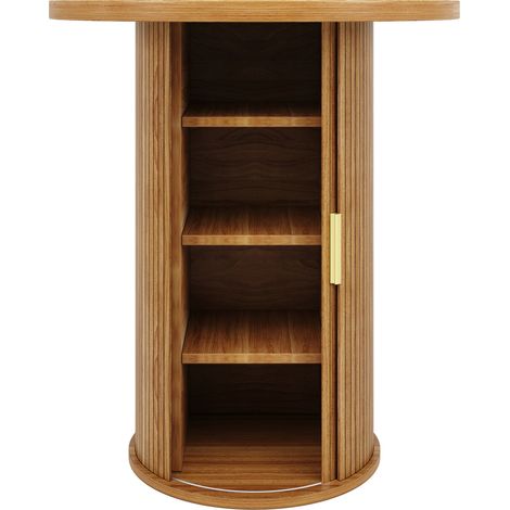 Table de bar ronde avec rangement, 91,6 cm de hauteur, plateau MDF effet bois, charge maximale 75 kg (1/5)