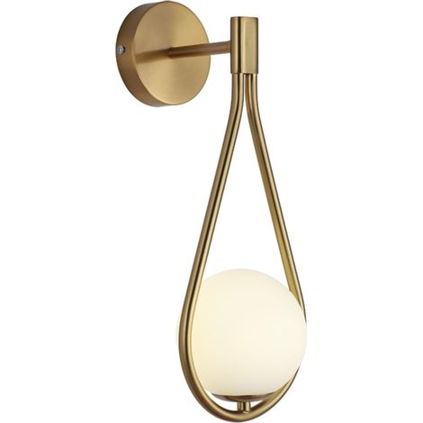 Gold Metal Wall Light with Frosted Glass Globe 150 mm G9 Socket Wall Lamp Modern Design for Living Room Bedroom Hallway Stairs Office Bar (1 Piece) (1/5)