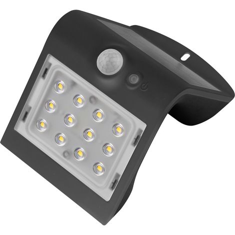 Applique solare led korpass sensor 2w nero freddo