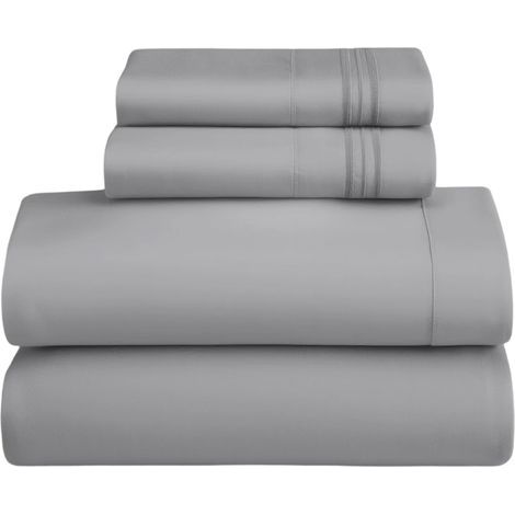 Ensemble de Draps King en Microfibre Ultra Douce  4 Pièces avec Poches Profondes. Hypoallergénique. Respirant et Confortable. Gris Argenté pour un Sommeil Réparateur (1/5)