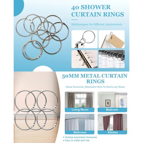 10 anneaux renforcés pour une meilleure résistance à la déformation et à la rouille, une durabilité accrue, une installation facile et une décoration soignée. (Anneau de suspension pour tringle à ride