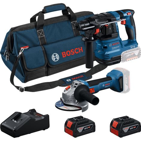 Bosch Kit 18V GBH 18V-22 + GWS 18V-8 + 2 Batterie 4 Ah + GAL 18V-40 + Borsa
