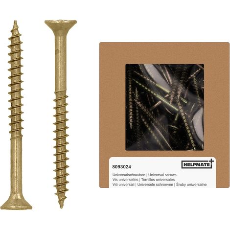 300 - Vis à bois - Vis universelles - Tête fraisée entraînement T filetage partiel 3,5x40mm pour bois plastique maçonnerie intérieur extérieur protégé jaune