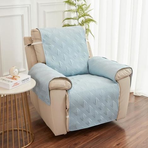 Housse de Fauteuil Relax Matelassé Antidérapant,Couvre Fauteuil Relax ,Protecteur Canapé 1 Place Doux ,Bleu (1/4)